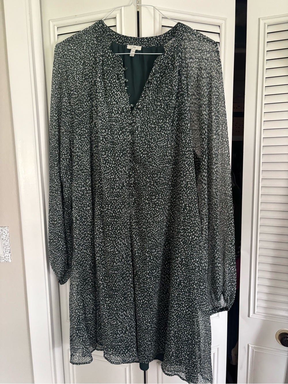 Joie Dark Green Printed Midi Dress